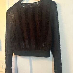 ZARA Black Cropped Long-Sleeve Top – Size M